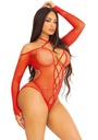 Leg Avenue блестящо червено боди с отвор