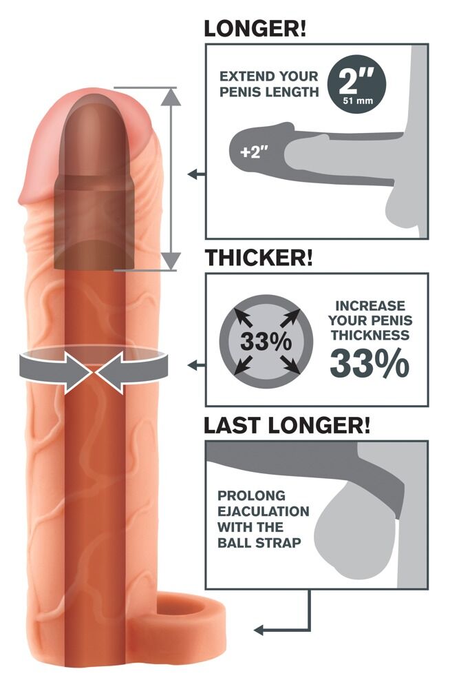 Удължител за пенис Fantasy Extensions 19 см с пръстен