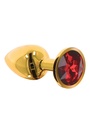 Anal Plug M Metal Gold/Red Gem