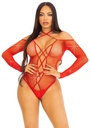 Leg Avenue shiny red bodysuit with opening