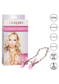 Nipple clamps with chain and crystals