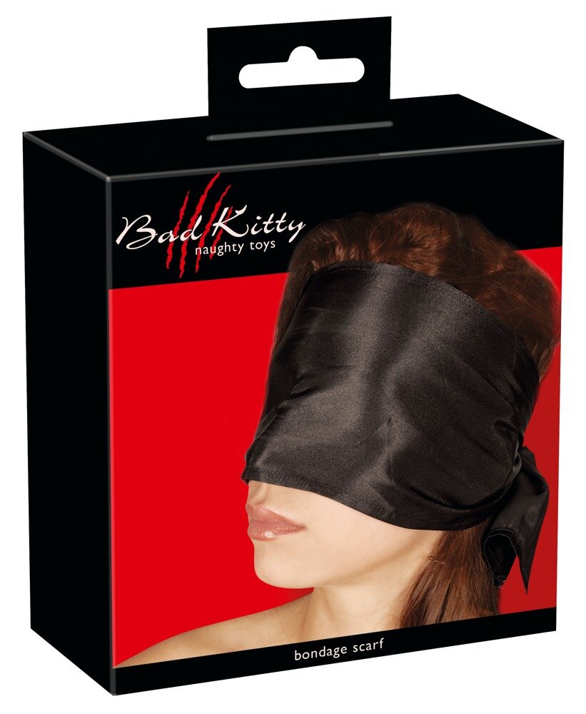 Red satin scarf for tying Bad Kitty