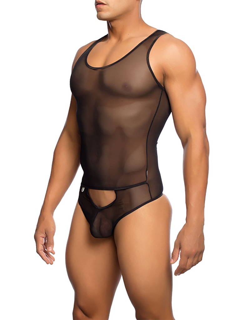 Black Men's Bodysuit - Mesh S/M
