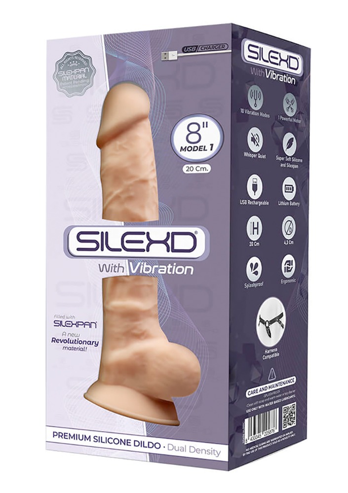 Realistic dildo with vibration 8'' skin color SILEXD