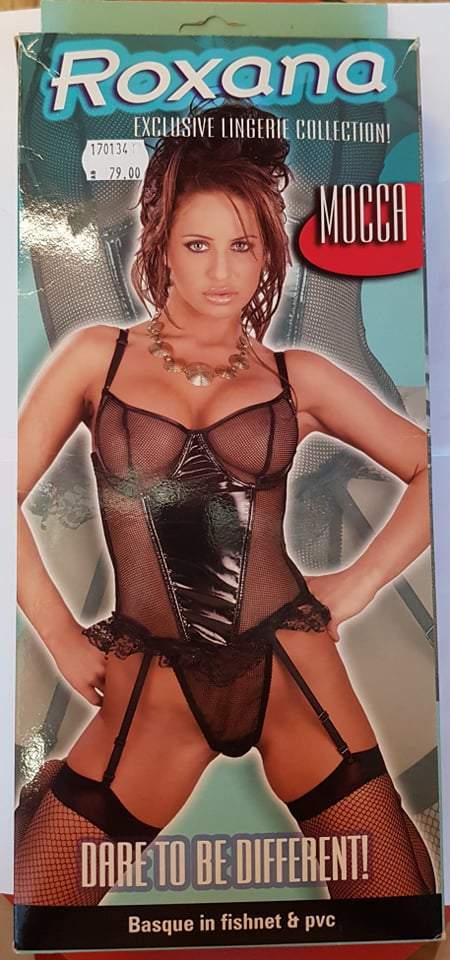 Corset with Garter and Thong Black S