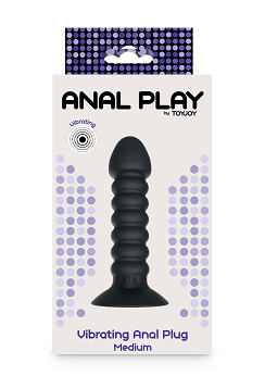 Vibrating ribbed anal dildo M