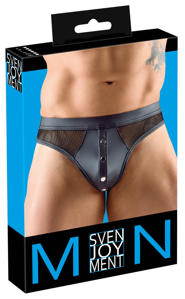 Men's leather brief with mesh L