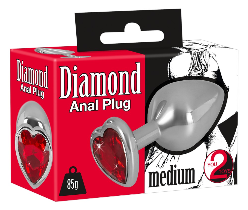 Anal dildo with decorative heart stone M