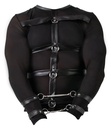 Leather blouse L with long sleeves and straps